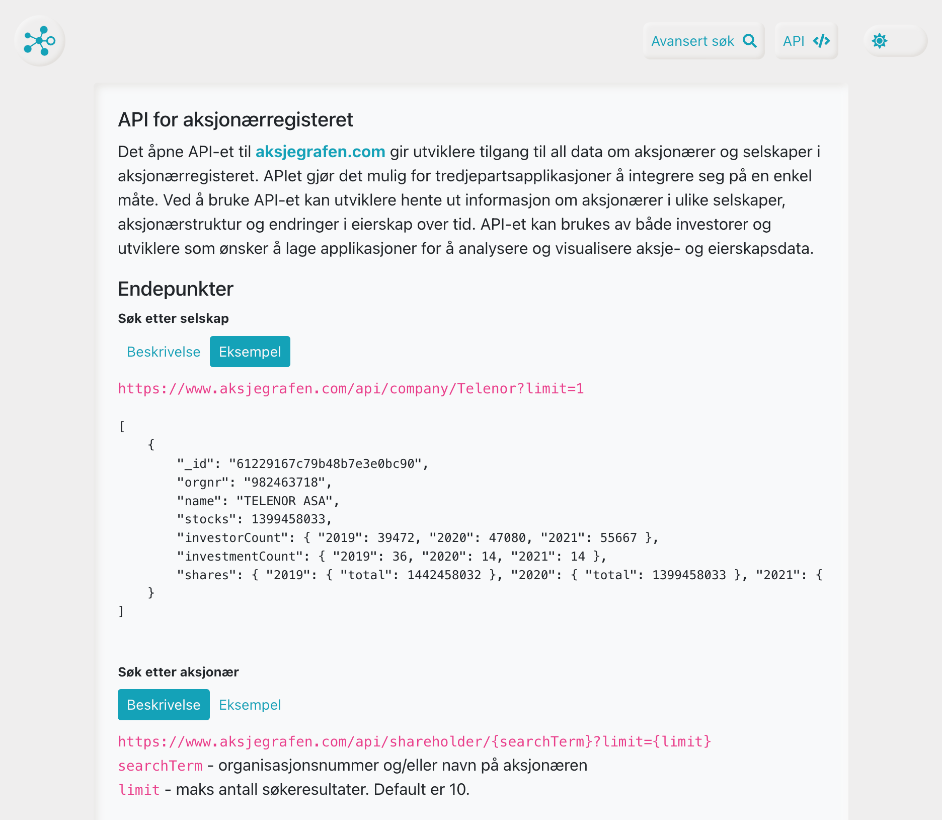 Aksjegrafen - åpent API for aksjonærregisteret image